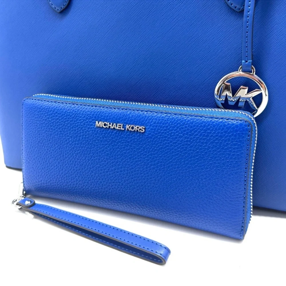 Michael Kors Arden Large Leather Tote Bag Galaxy Blue - Picture 8 of 10